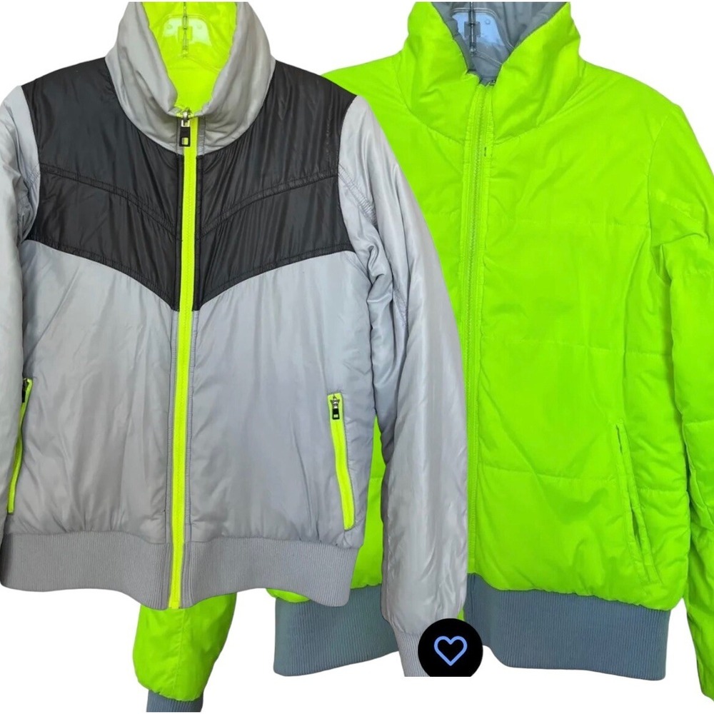 Nike Reversible Puffer Jacket Mens Medium Neon Green Gray Ski Outdoor Coat
